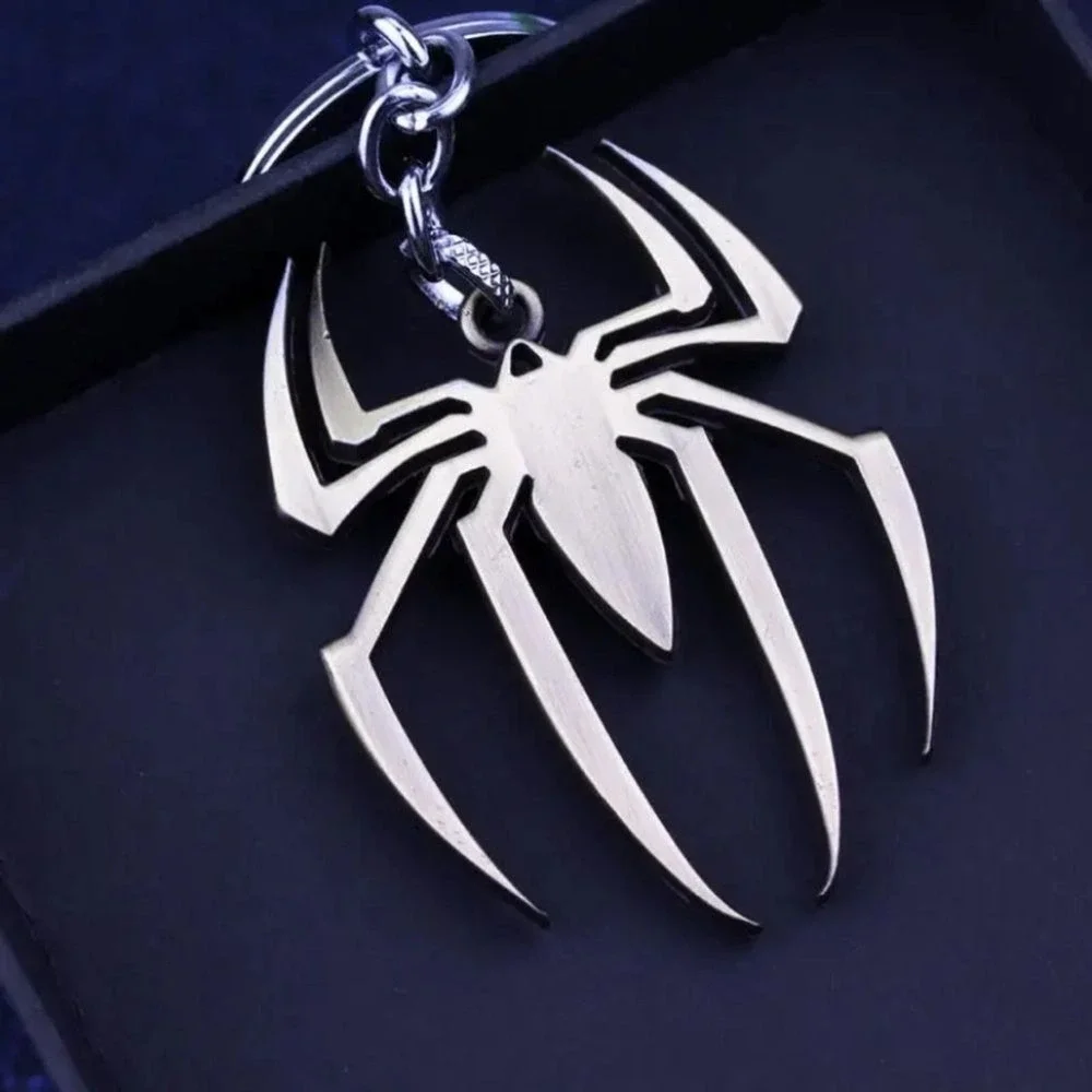 Marvel Spider-Man Keychain Unisex Silver Metal Spider Pendant Gift Superhero New